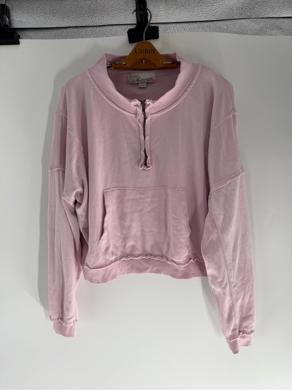 Vintage Pink Half-Zip Pullover Sweatshirt